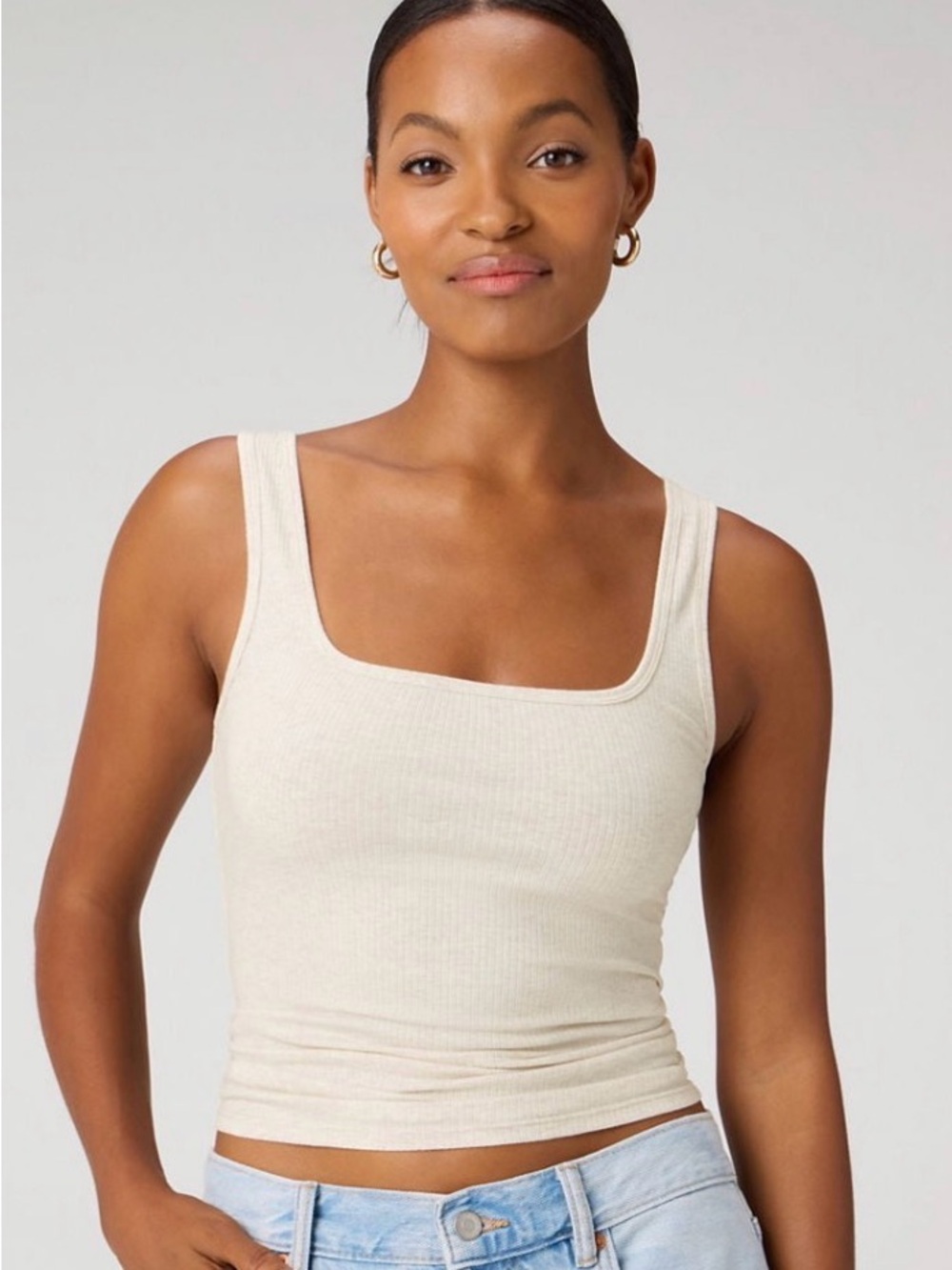 Fabletics Daily Rib Square Neck Tank (Bone Heather)‎